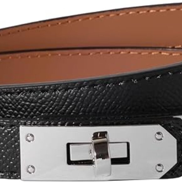 Thin Black Silver Buckle Adjustable Belt (New in box and protective wrapper) - Picture 3 of 5